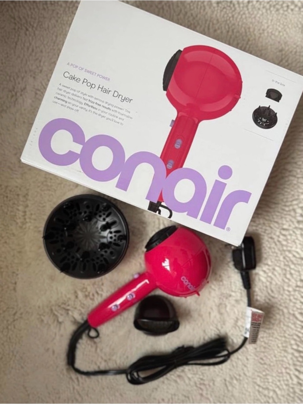Conair Cake Pop Hair Dryer with Diffuser - Pink